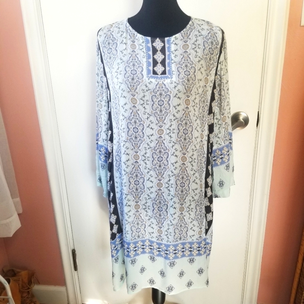 J. Jill Boho Print Tunic Dress Top Large